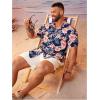 imageFloerns Mens Casual Tropical Print Button Down Short Sleeve Hawaiian ShirtBlue Pink Floral