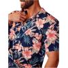imageFloerns Mens Casual Tropical Print Button Down Short Sleeve Hawaiian ShirtBlue Pink Floral