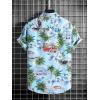 imageFloerns Mens Casual Tropical Print Button Down Short Sleeve Hawaiian ShirtOcean Blue Tropical
