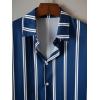 imageFloerns Mens Casual Tropical Print Button Down Short Sleeve Hawaiian ShirtStripe Blue