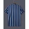 imageFloerns Mens Casual Tropical Print Button Down Short Sleeve Hawaiian ShirtStripe Blue