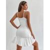 imageFloerns Womens Casual Spaghetti Strap Ruched Ruffle Hem Cami Short DressWhite