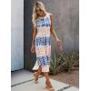 imageFloerns Womens Casual Tie Dye Sleeveless Split Thigh Tank Top Midi DressBlue