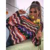 imageFloerns Womens Colorful Sweater Crochet Open Knit Long Sleeve Drop Shoulder Oversized SweaterMulticoloured