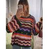 imageFloerns Womens Colorful Sweater Crochet Open Knit Long Sleeve Drop Shoulder Oversized SweaterMulticoloured