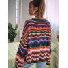 imageFloerns Womens Colorful Sweater Crochet Open Knit Long Sleeve Drop Shoulder Oversized SweaterMulticoloured