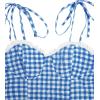imageFloerns Womens Gingham Print tie Shoulder Sleeveless Ruffle Hem cami DressBlue and White