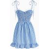 imageFloerns Womens Gingham Print tie Shoulder Sleeveless Ruffle Hem cami DressBlue and White