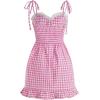 imageFloerns Womens Gingham Print tie Shoulder Sleeveless Ruffle Hem cami DressPink Plaid