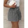 imageFloerns Womens Striped Print Elastic High Waist Wide Leg Casual ShortsBlack White Plaid