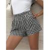 imageFloerns Womens Striped Print Elastic High Waist Wide Leg Casual ShortsBlack White Plaid