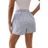 imageFloerns Womens Striped Print Elastic High Waist Wide Leg Casual ShortsBlue and White