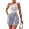 imageFloerns Womens Striped Print Elastic High Waist Wide Leg Casual ShortsBlue and White