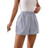 imageFloerns Womens Striped Print Elastic High Waist Wide Leg Casual ShortsBlue and White