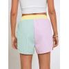 imageFloerns Womens Striped Print Elastic High Waist Wide Leg Casual ShortsGreen and Pink