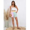 imageFloerns Womens Striped Print Elastic High Waist Wide Leg Casual ShortsGreen and Pink