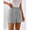 imageFloerns Womens Striped Print Elastic High Waist Wide Leg Casual ShortsGrey