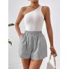 imageFloerns Womens Striped Print Elastic High Waist Wide Leg Casual ShortsGrey