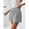 imageFloerns Womens Striped Print Elastic High Waist Wide Leg Casual ShortsGrey