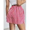 imageFloerns Womens Striped Print Elastic High Waist Wide Leg Casual ShortsHot Red White