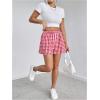 imageFloerns Womens Striped Print Elastic High Waist Wide Leg Casual ShortsHot Red White