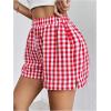 imageFloerns Womens Striped Print Elastic High Waist Wide Leg Casual ShortsHot Red White