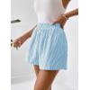 imageFloerns Womens Striped Print Elastic High Waist Wide Leg Casual ShortsLight Blue Striped