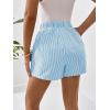 imageFloerns Womens Striped Print Elastic High Waist Wide Leg Casual ShortsLight Blue Striped