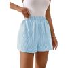 imageFloerns Womens Striped Print Elastic High Waist Wide Leg Casual ShortsLight Blue Striped