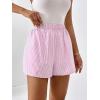 imageFloerns Womens Striped Print Elastic High Waist Wide Leg Casual ShortsPink