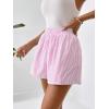 imageFloerns Womens Striped Print Elastic High Waist Wide Leg Casual ShortsPink