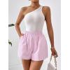 imageFloerns Womens Striped Print Elastic High Waist Wide Leg Casual ShortsPink