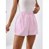 imageFloerns Womens Striped Print Elastic High Waist Wide Leg Casual ShortsPink