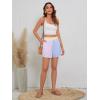 imageFloerns Womens Striped Print Elastic High Waist Wide Leg Casual ShortsPink and Blue