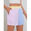 imageFloerns Womens Striped Print Elastic High Waist Wide Leg Casual ShortsPink and Blue