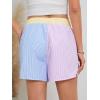 imageFloerns Womens Striped Print Elastic High Waist Wide Leg Casual ShortsPink and Blue