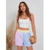 imageFloerns Womens Striped Print Elastic High Waist Wide Leg Casual ShortsPink and Blue
