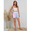 imageFloerns Womens Striped Print Elastic High Waist Wide Leg Casual ShortsPink and Blue