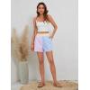 imageFloerns Womens Striped Print Elastic High Waist Wide Leg Casual ShortsPink and Blue