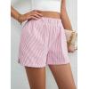 imageFloerns Womens Striped Print Elastic High Waist Wide Leg Casual ShortsRed and White