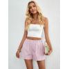 imageFloerns Womens Striped Print Elastic High Waist Wide Leg Casual ShortsRed and White