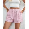 imageFloerns Womens Striped Print Elastic High Waist Wide Leg Casual ShortsRed and White