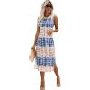 imageFloerns Womens Casual Tie Dye Sleeveless Split Thigh Tank Top Midi DressBlue