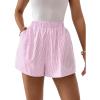 imageFloerns Womens Striped Print Elastic High Waist Wide Leg Casual ShortsPink