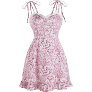 imageFloerns Womens Gingham Print tie Shoulder Sleeveless Ruffle Hem cami DressPurple