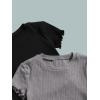 imageFloerns Girls 3 Pcs Short Sleeve Lettuce Trim Rib Knit Tee Shirt Crop TopBlack White Grey