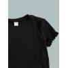 imageFloerns Girls 3 Pcs Short Sleeve Lettuce Trim Rib Knit Tee Shirt Crop TopBlack White Grey
