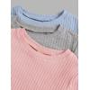 imageFloerns Girls 3 Pcs Short Sleeve Lettuce Trim Rib Knit Tee Shirt Crop TopBlue Grey Pink