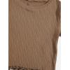 imageFloerns Girls 3 Pcs Short Sleeve Lettuce Trim Rib Knit Tee Shirt Crop TopBrown