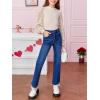 imageFloerns Girls Casual Puff Long Sleeve Round Neck Rib Knit Blouse Tee TopsBeige
